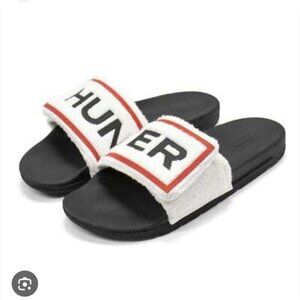 HUNTER | Original Terry Towelling Logo Slides Slip-on Sandals sz 7